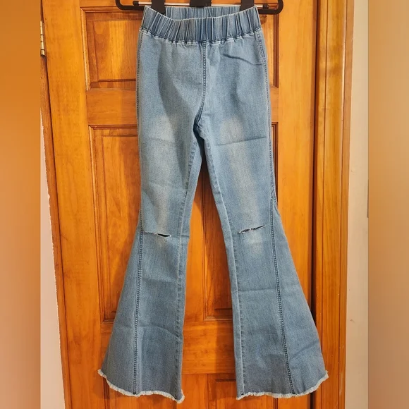 New Flare Bell Bottom High Waisted Stretchy Jeans - Picture 4 of 4